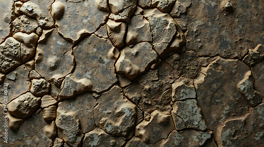 Aufkleber cracked and dry ground with rough texture, creating a natural and weathered background element