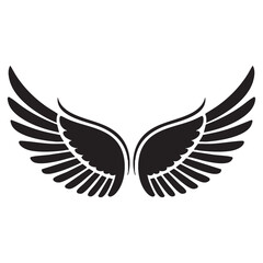 black wings vector illustration, wings silhouette vector, wings vector on white background