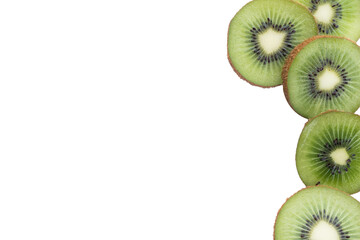 frame made of slice kiwi fruit on transparent background