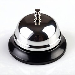Polished chrome bell on black base