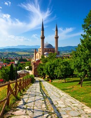 Obraz premium Scenic pathway leading to a mosque