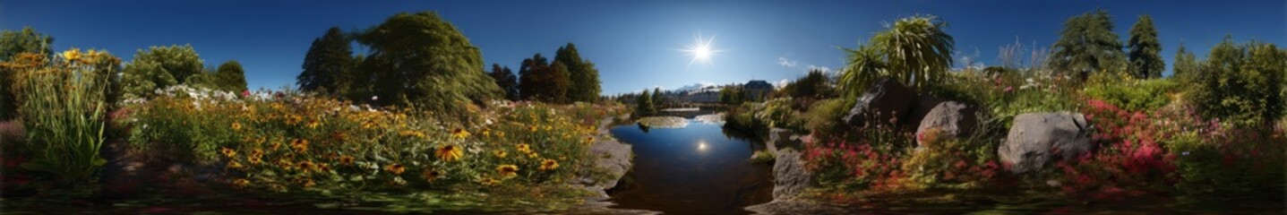 Serene nighttime reflection over a tranquil lake botanical gardens landscape photography peaceful evening wide angle view