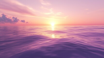Obraz premium Serene sunset over calm ocean water.