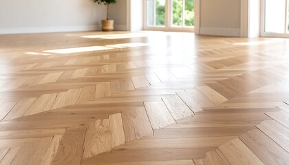 Polished herringbone wooden floor