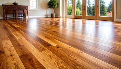 Polished hardwood floors in a bright, modern room