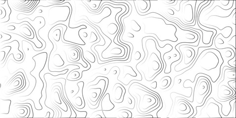 Abstract topographic contour lines pattern with gradient grayscale shading on a white background for science or nature themes