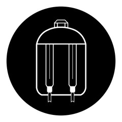 black and white illustration of backpack icon 