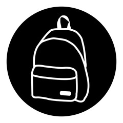 black and white illustration of backpack icon 