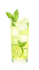 mojito cocktail isolated on white