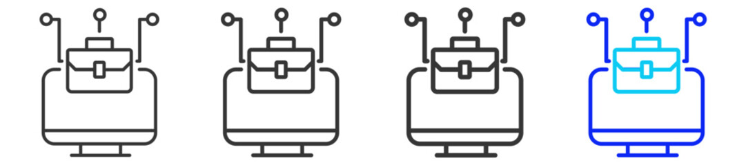Job Opportunity Icon Set Collection in Creative Outline Style for Business Featuring Multiple Thickness Variations for Career Design Projects and Professional Growth