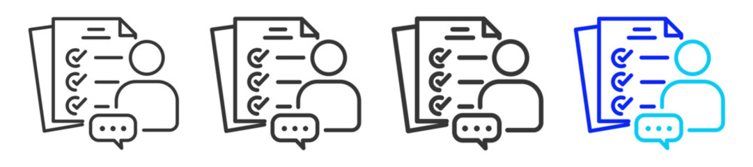 Interview Preparation Icon Set Collection in Creative Outline Style for Business Featuring Multiple Thickness Variations for Career Design Projects and Professional Growth