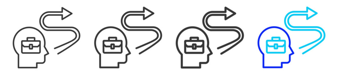Career Planning Icon Set Collection in Creative Outline Style for Business Featuring Multiple Thickness Variations for Career Design Projects and Professional Growth