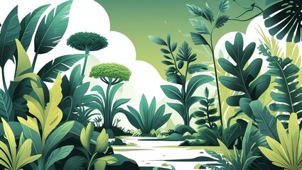 Lush Tropical Paradise: A Serene Jungle Oasis