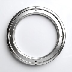 Polished metallic circle frame against white background