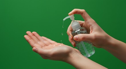 hands applying sanitizer