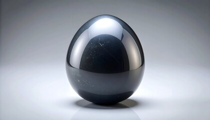 Polished obsidian egg on a light gray backdrop