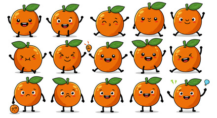 Naklejka premium Set of cute cartoon oranges
