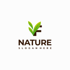 F letter leaf initial nature Logo designs, Modern Letter green Nature logo vector icon illustration