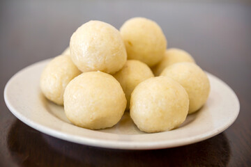 Handmade Hainanese chicken rice balls served in Malacca, Malaysia, showcasing a beloved local dish