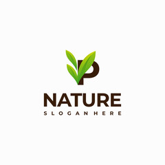 P letter leaf initial nature Logo designs, Modern Letter green Nature logo vector icon illustration