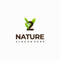 2 Number leaf initial nature Logo designs, Modern Number green Nature logo vector icon illustration