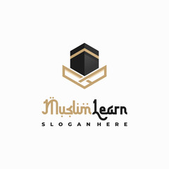 Luxury Muslim Learn logo, Islam learning logo template, Vector illustration