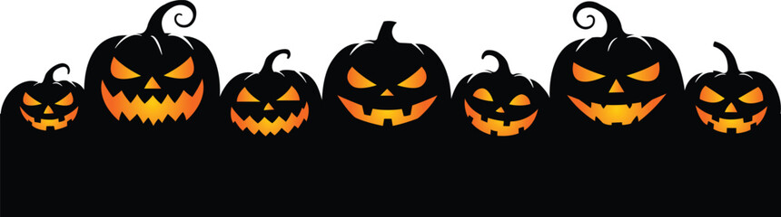 halloween glowing pumpkin copy space lower frame silhouette