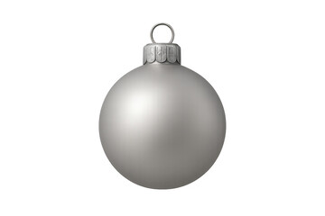 Silver christmas ornament hanging with transparent background
