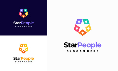 Star People Logo designs concept vector illustration, People Community Logo designs Symbol