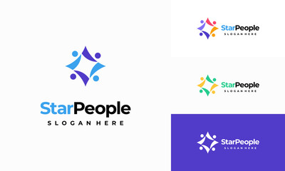 Star People Logo designs concept vector illustration, People Community Logo designs Symbol
