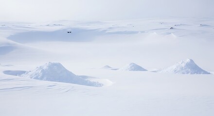 Arctic Winter Landscape with Snowdrifts.