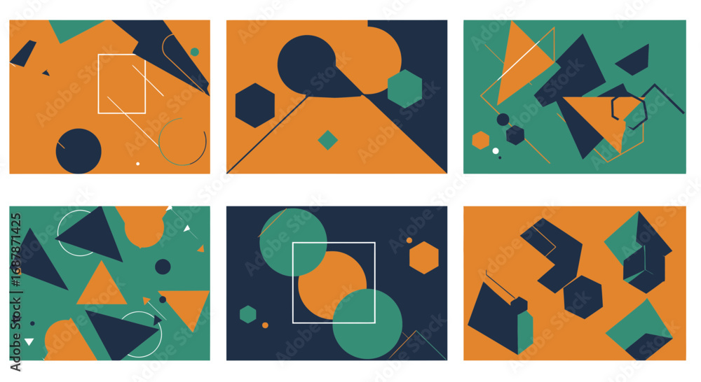 Aufkleber collection of diverse geometric patterns creating a visually dynamic set of designs