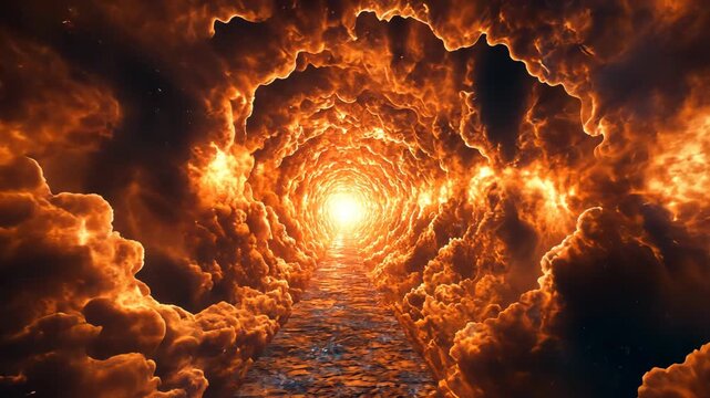 Fiery Cloud Tunnel to Light.