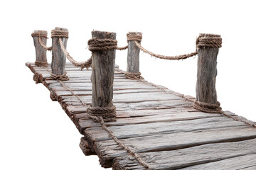Naklejka premium Wooden dock walkway with rope railing
