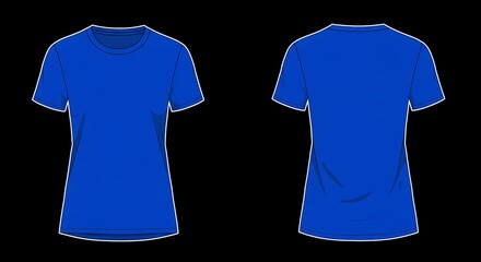 Flat vector mockup of a basic woman short sleeve cobalt blue color t-shirt