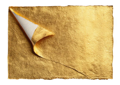 Gold leaf paper with a curled corner
