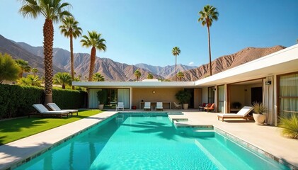 Palm Springs Mid-Century Modern Oasis Sun-Drenched Architecture, Poolside Relaxation