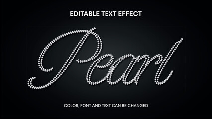 editable text effect with pearls. elegant text effect with white beads