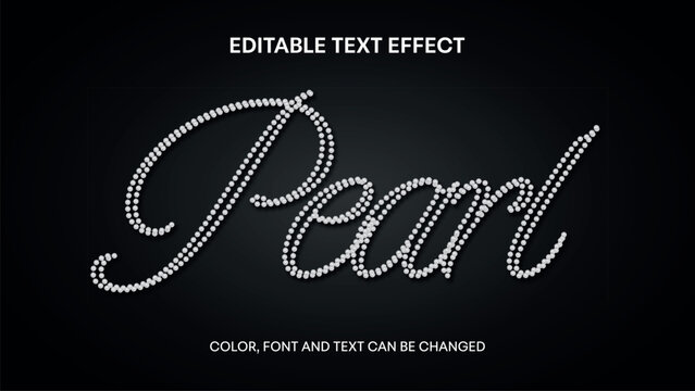 editable text effect with pearls. elegant text effect with white beads