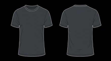 Flat vector mockup of a basic man short sleeve charcoal gray color t-shirt