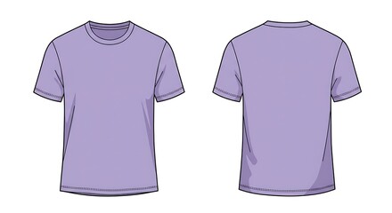 Flat vector mockup of a basic man short sleeve lavender color t-shirt