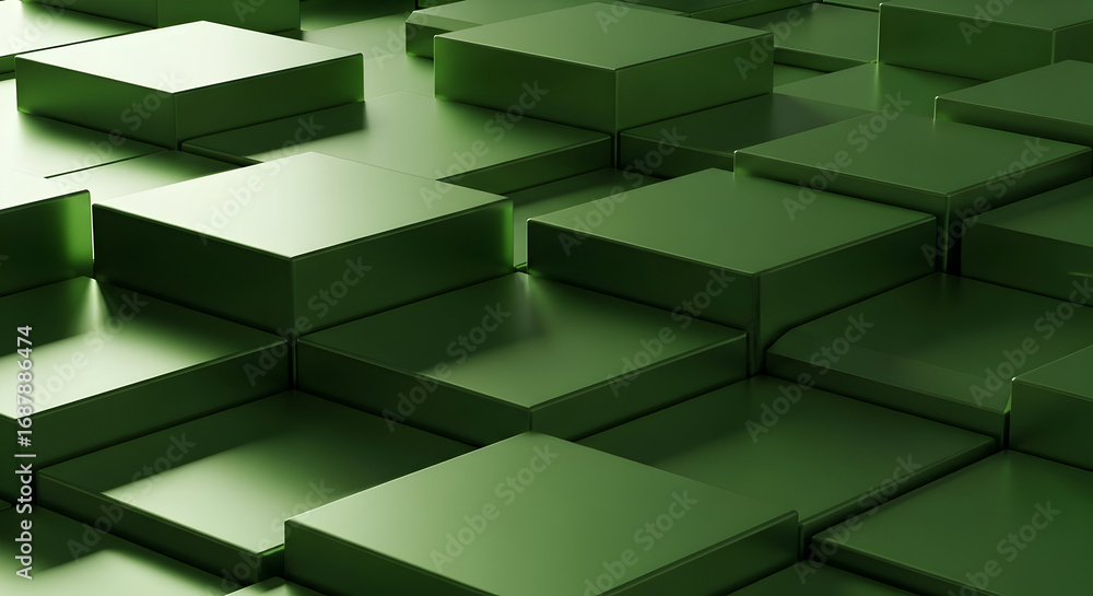 Aufkleber green cubes background abstract geometric pattern texture design wallpaper 3d render block surface m