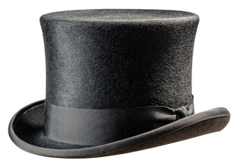 Dark gray top hat with a ribbon band
