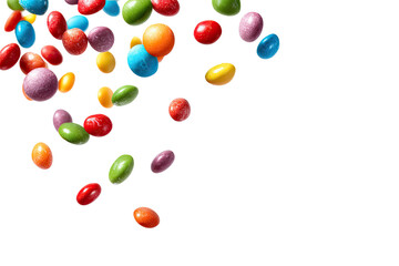 Colorful candy drops against black background