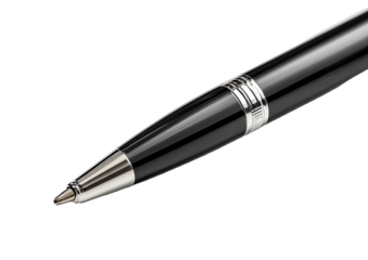 Close-up of a black ballpoint pen tip