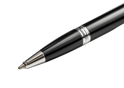Close-up of a black ballpoint pen tip