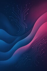 Flowing Digital Wave Patterns in Gradient Blue and Pink with AI Technology Elements