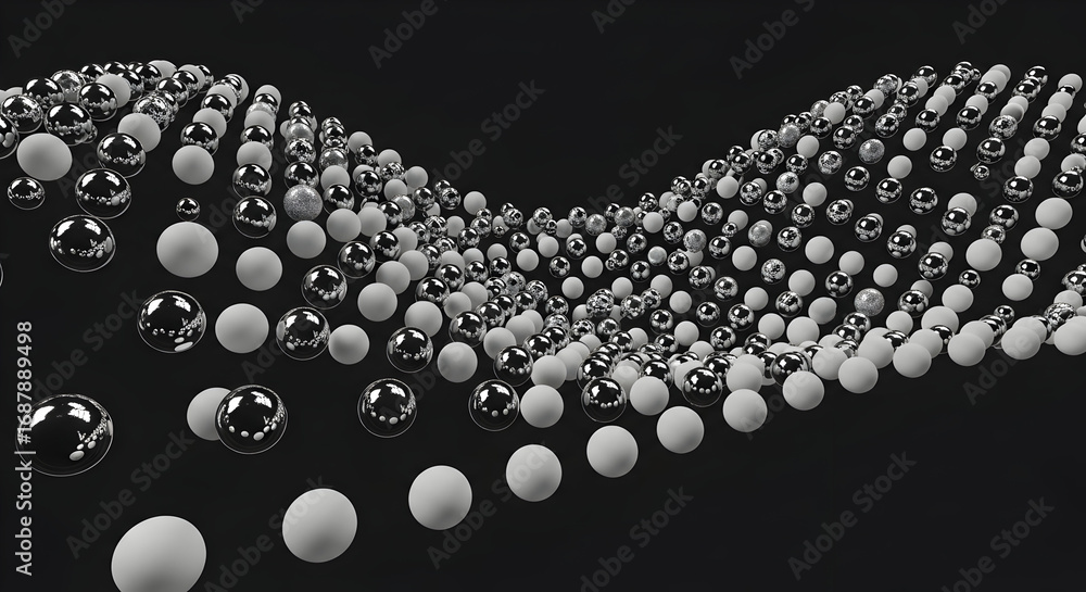 Poster spheres balls metallic chrome white abstract pattern background texture shiny glossy surface design 