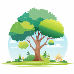 Vector of abstract watercolor tree side view isolated on white background for landscape plan and architecture layout drawing, elements for environment and .