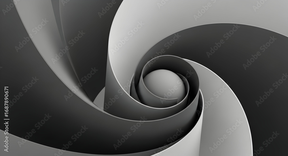 Aufkleber abstract spiral design monochrome 3d rendering geometric shapes modern art futuristic elegant smooth